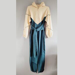 Nocturne Hooded Colorblock Long Sleeve Relaxed Fit Jumpsuit Futuristic Statement